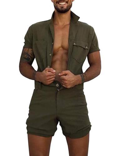 Men'S Siamese  Set Buttons Personalized One-Piece Clothing