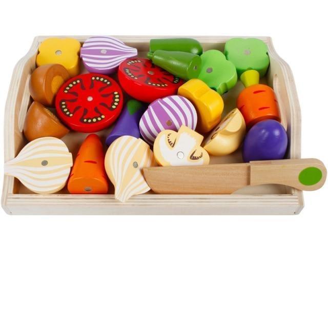 Montessori Cut Fruits And Vegetables Toys Wooden Classic Game Simulation Kitchen Series Toys Early Education Gift Play House Toy