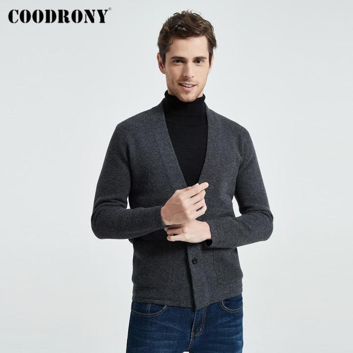 Men Streetwear Wool Cardigan For Autumn Winter