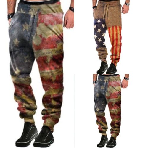 Summer Double Stripe Casual Independence Day Pants American Flag Pants