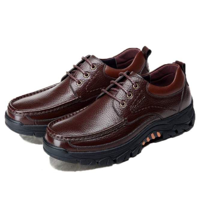Men Genuine Cow Leather Waterproof Non Slip Soft Sole Casual Shoes