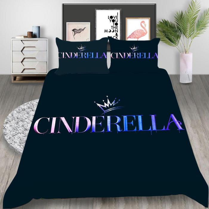 Cinderella Cosplay Bedding Set Duvet Cover Pillowcases Halloween Home Decor