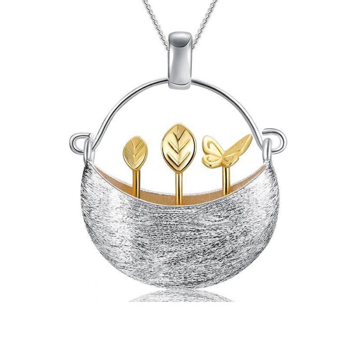 Cute Little Garden On A Pot Pendant