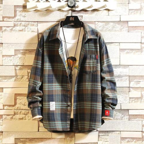 Manswear Mix Color Cotton Long Sleeve Checked Shirts