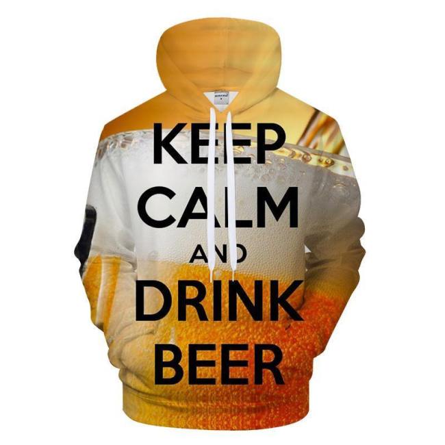 Keep Calm & Drink Beer 3D Sweatshirt Hoodie Pullover