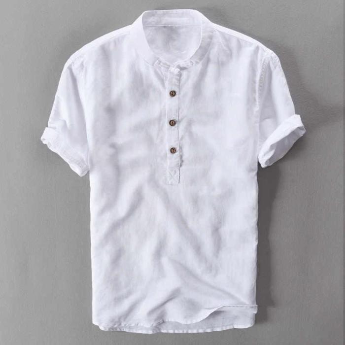 Linen Short Sleeve Collar Shirt