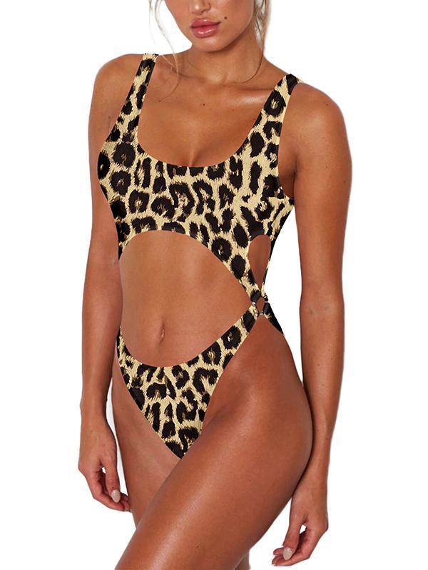 Women'S Sexy Cut Out Color Block Thong High Cut Bathing Suit