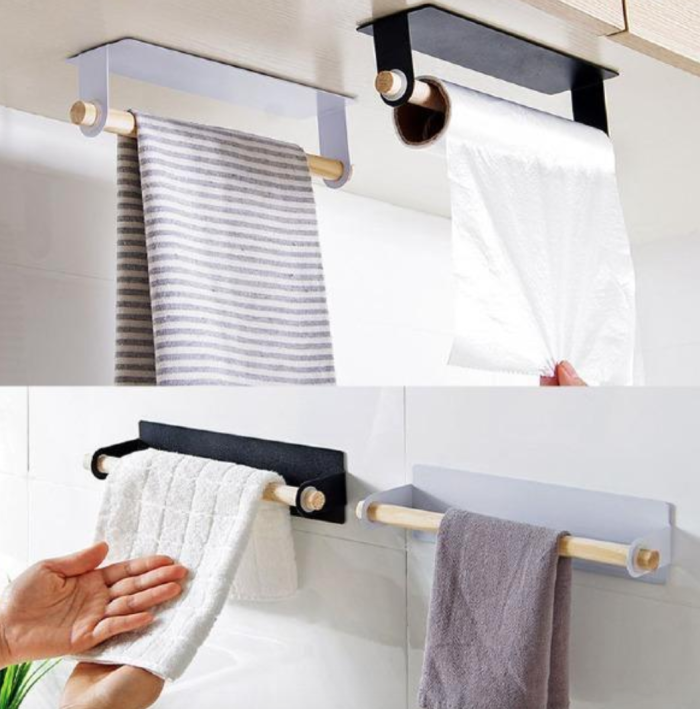 Bathroom Self-Adhesive Wall-Mounted Roll Paper Towel Holder Rack