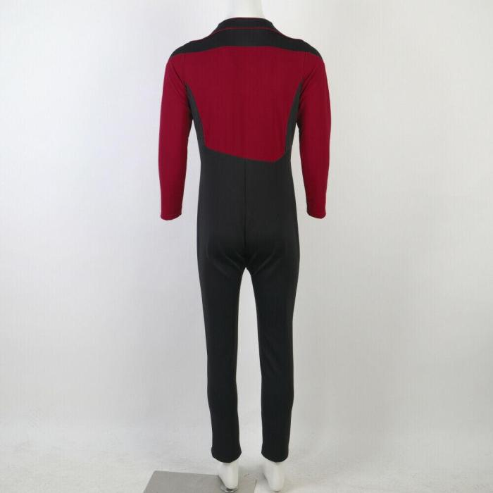 Star Trek The Next Generation Picard Red Uniforms Jumpsuit Gold Blue Starfleet Costumes