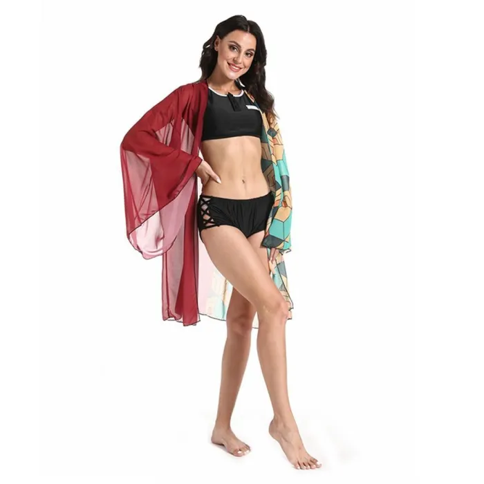 Anime Demon Slayer Kimetsu No Yaiba Tomioka Giyuu Bikini Beach Swimsuit Set Cosplay Costume