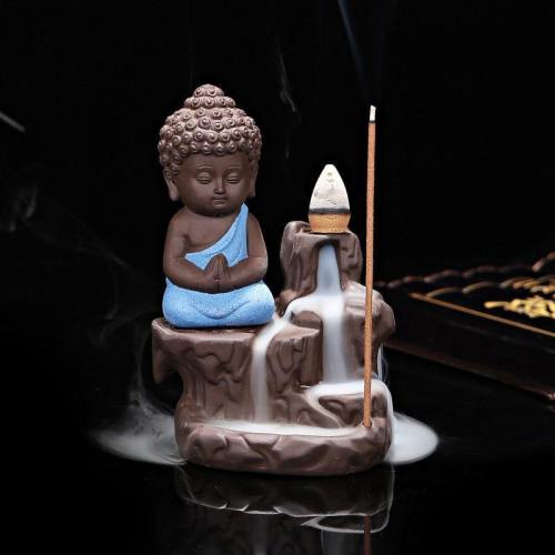 5Pcs Incense Cones + Buddha Backflow Incense Burner