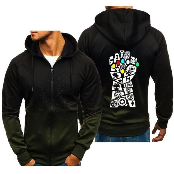 Men'S Gradient Color Zipper Hoodies