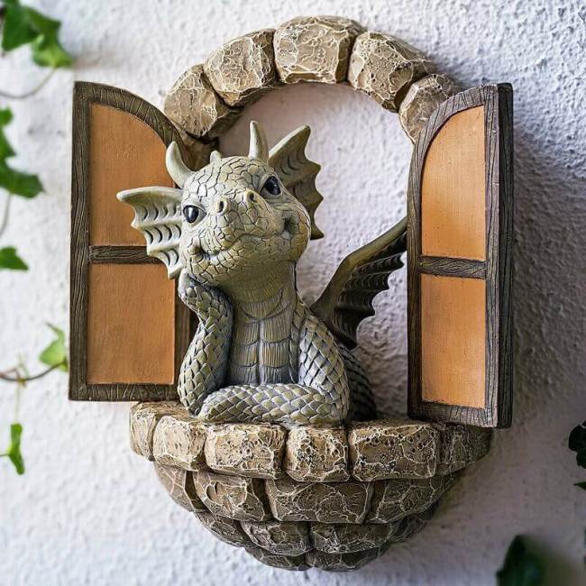 Little Dragon With Butterfly Resin Craft Garden Halloween Decorations