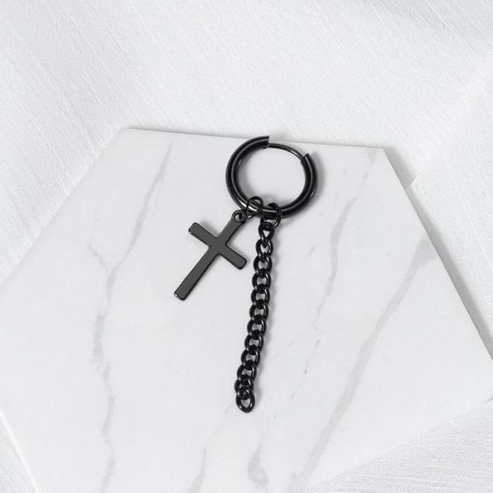 Punk Style Cross Chain Drop Earrings