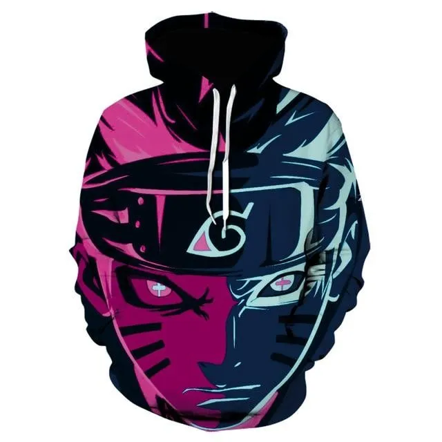 Harajuku Anime Hoodies Naruto Atake Kakashi 3D Printing Pullover Sweatshirt