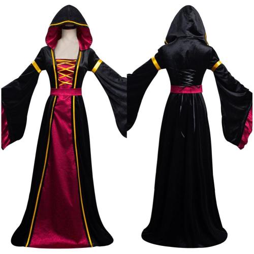 Vampire Witch Long Dress Medieval Middle Ages Party Performance Dresses Halloween Carnival Suit Cosplay Costume