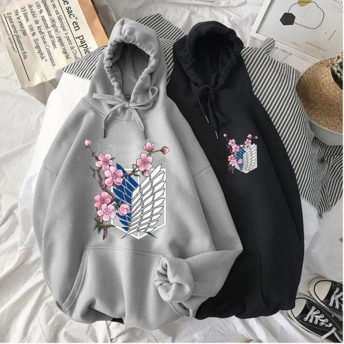 Kawaii Demon Slayer Attack On Titan Japanese Anime Graphic Hoodie Sweatshirt