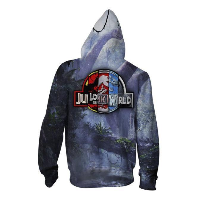 Jurassic World Dinosaur Movie Unisex 3D Printed Hoodie Sweatshirt Jacket With Zipper