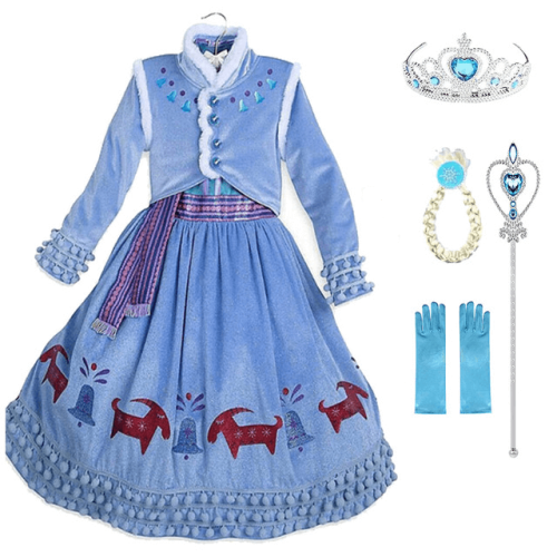 Girls Frozen Princess Anna Cosplay Dresses Halloween Costumes