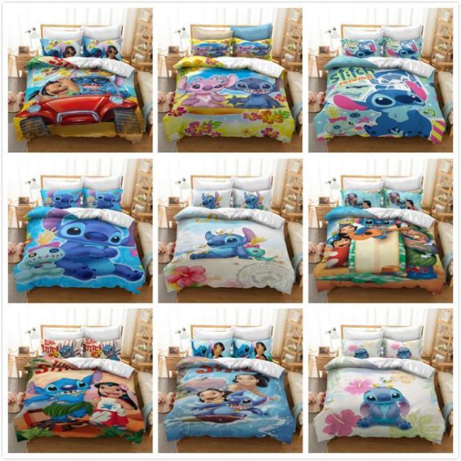 Cosicon Cartoon Stitch Cosplay Duvet Cover Set Halloween Christmas Quilt Cover