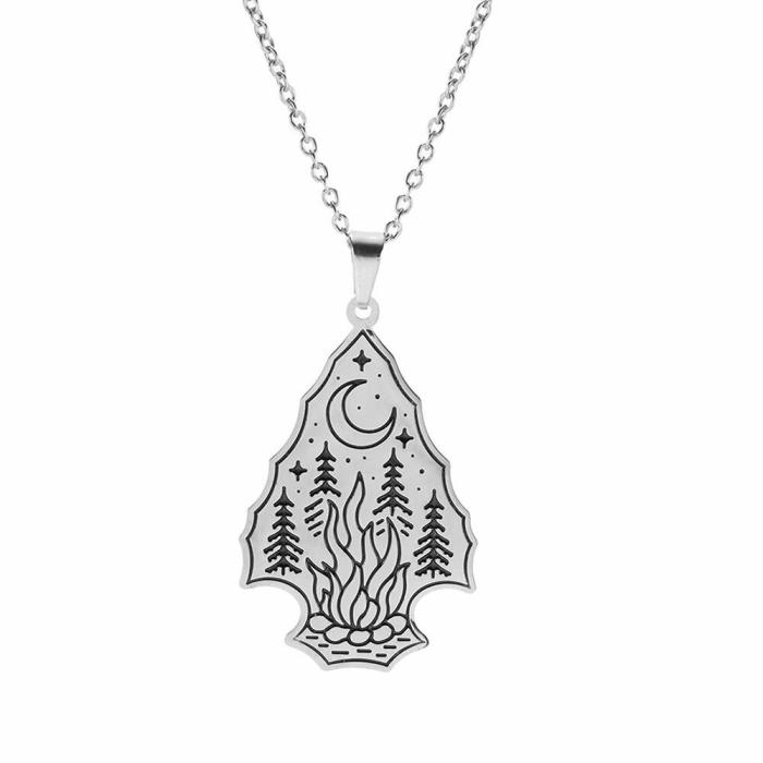 Stainless Steel Forest Animal-Themed Pendant Necklace