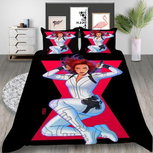 Black Widow Natasha Romanoff Cosplay Bedding Set Duvet Cover Pillowcases Halloween Home Decor