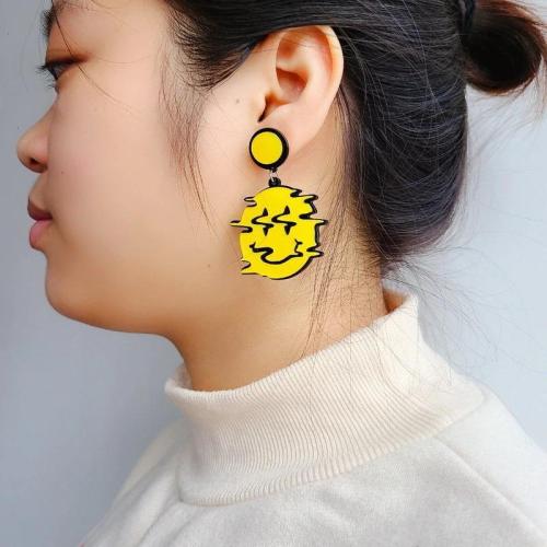 Funny Glitched Smiley Face Dangle Earrings