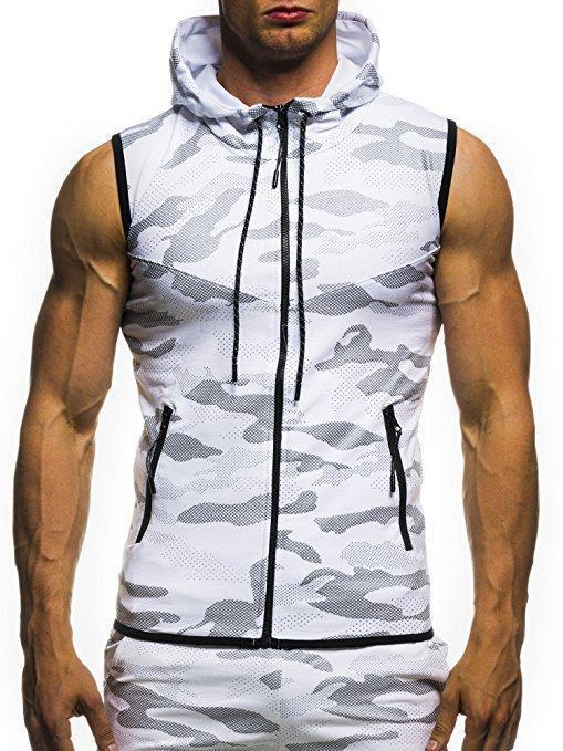 Men'S  Arrivals Camouflage Casual Slim Sleeveless Hooded Vest