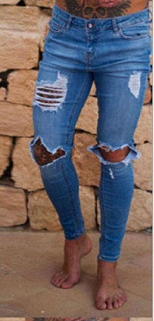 Stylish Hip Hop Ripped Holes Washed Skinny Designer Jeans