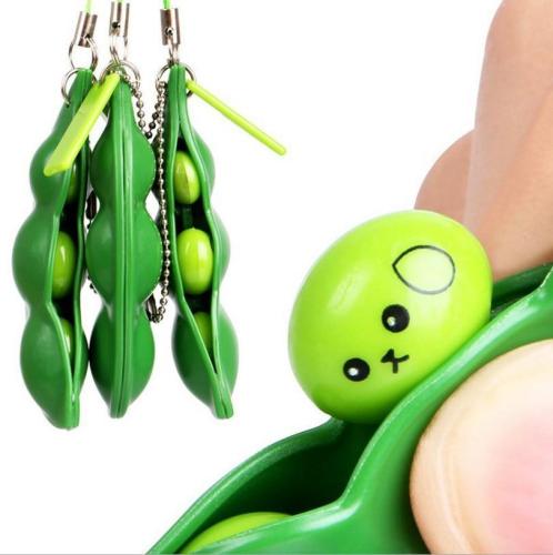 Squishy Infinite Squeeze Edamame Bean Pea Expression Chain Key Pendant Ornament Stress Relieve Decompression Toys Antistress