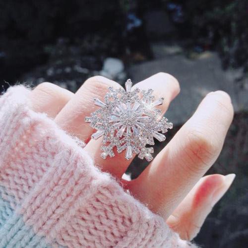 Snowflake Silver Open Ring