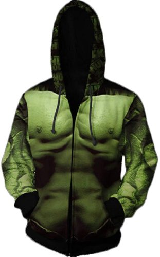 Avengers Movie Green Hulk Cosplay Unisex 3D Printed Hoodie Sweatshirt Jacket With Zipper