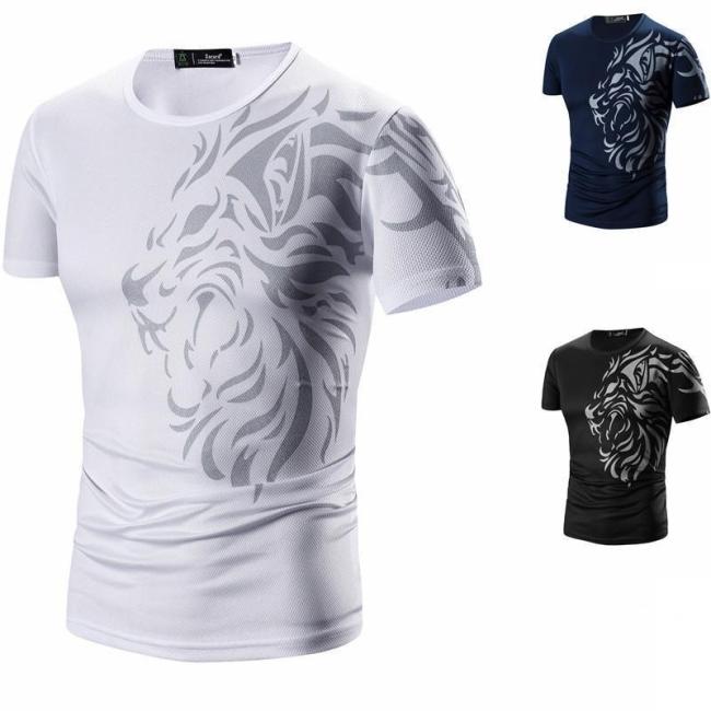 Men'S Quick Dry Tattoo Print Tiger Casual T-Shirt