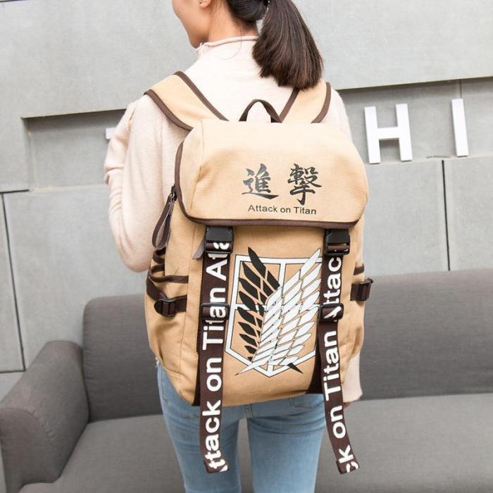 Anime Cosplay Eren Bag Cartoon Canvas Backpack Shingekino Kyojin Schoolbag Shoulders Travel Bags