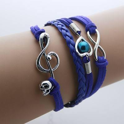 Music Leather Infinity Bracelet