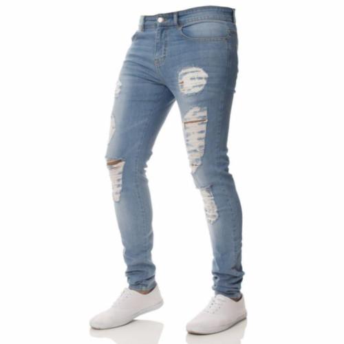 Skinny Ripped Holes Pencil Jeans For Men