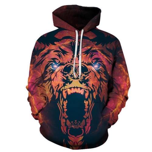 Laser Eyed Red Tiger 3D Sweatshirt Hoodie Pullover