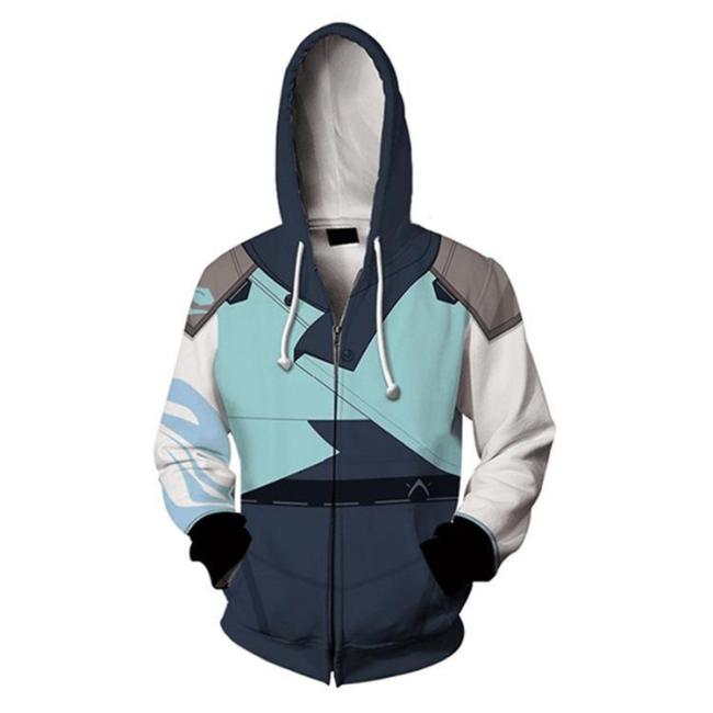 Valorant Game Jett Cloudburst Updraft Tailwind Blade Storm Cosplay Unisex 3D Printed Hoodie Sweatshirt Jacket With Zipper