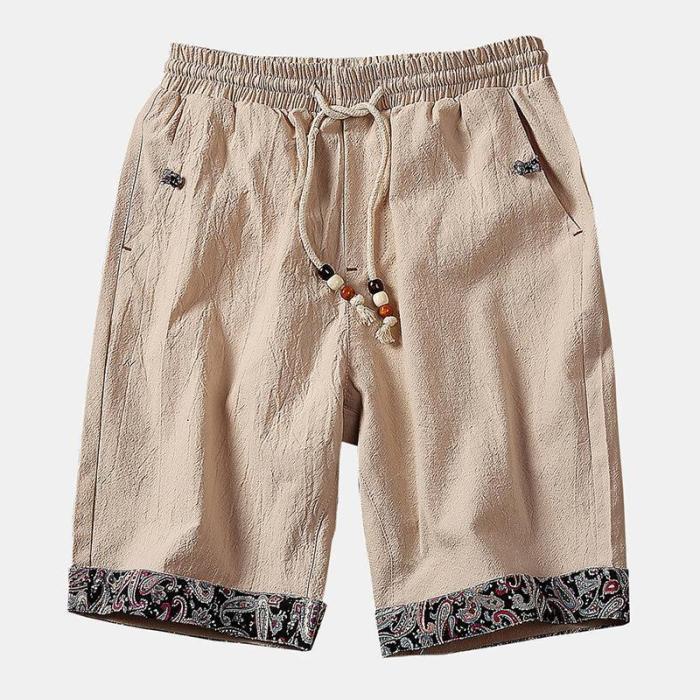 Mens Cotton Linen Loose Pants Vintage Baggy Sport Shorts