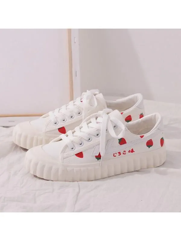 Strawberry Shoes Canvas Casual Print Breathable Women
