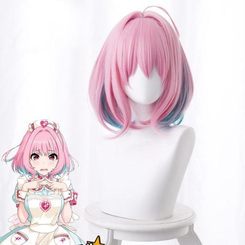 The Idolm Cinderella Girls Yumemi Riamu Cosplay Wig For Women Short Straight Synthetic Anime Game Cos Wig Pink Gradient Green
