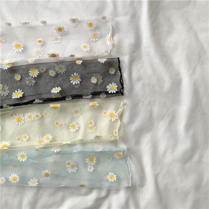 See Through Daisy Flower Mesh Inner T-Shirt Sun Protective