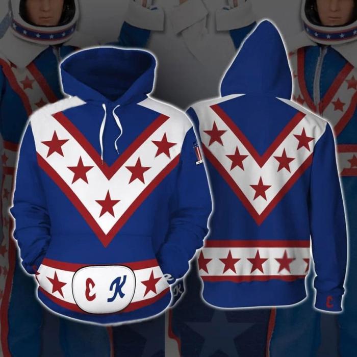 Stunt Star Evel Knievel 3D Printing  Hoodie Sweater Jacket Cosplay Costume For Adult