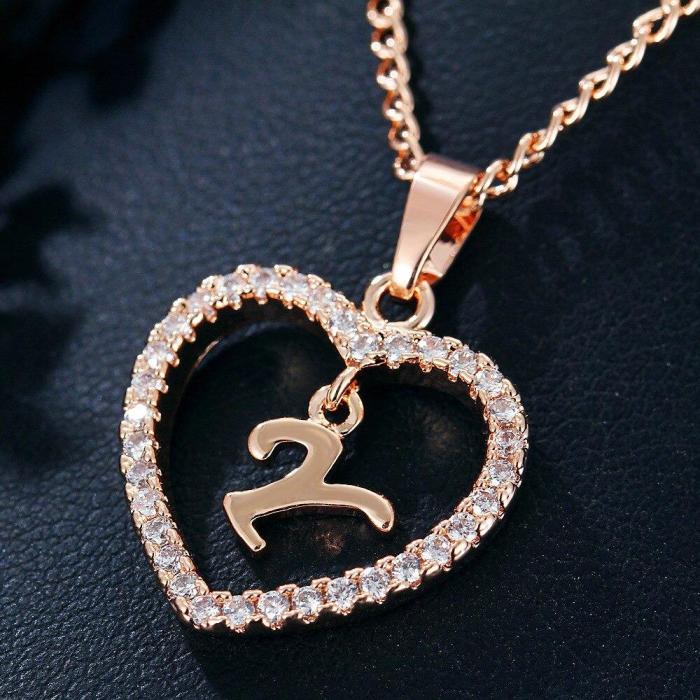 Passionate A-Z Initial Letter Heart Pendant Necklace