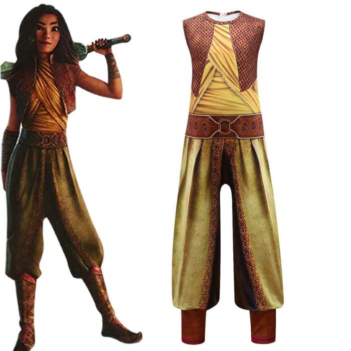 Kids Girls Anime Raya And The Last Dragon Outfit Cosplay Costume
