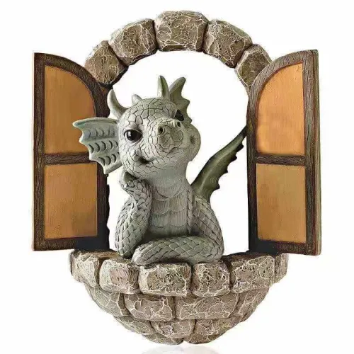 Little Dragon With Butterfly Resin Craft Garden Halloween Decorations