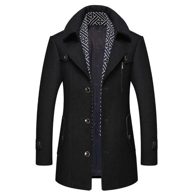 Men'S Business Slim Woolen Coat