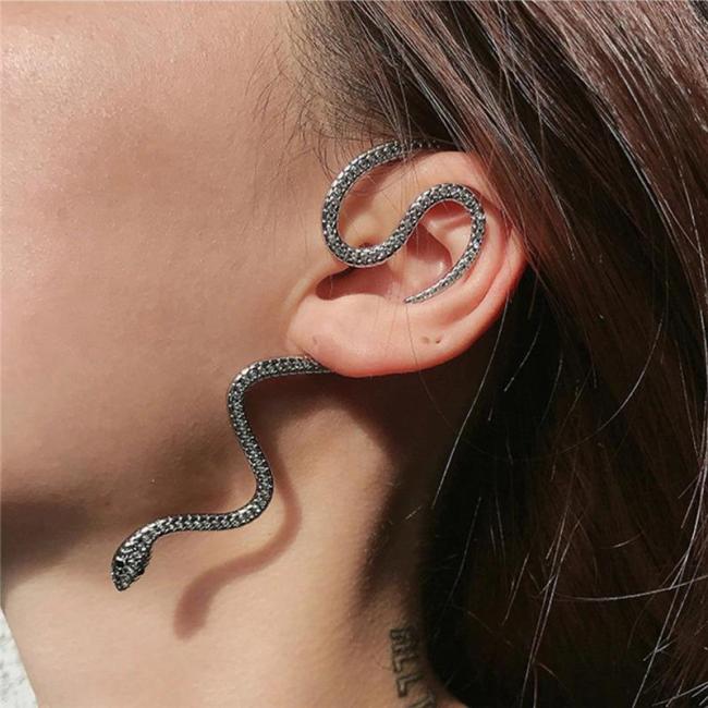 On-Trend Rhinestone Snake Ear Cuff Earrings