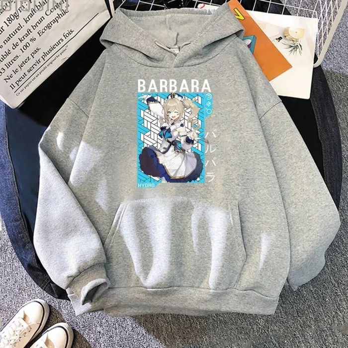 Genshin Impact Hoodie Anime Tops Kawaii Streetwear Barbaba Kpop Pullover Long Sleeve Sweatshirt
