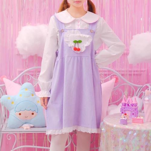 Pastel Cherry Jumper Dress